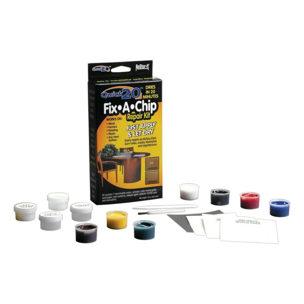 ReStor-it Quick20 Fix-A-Chip Repair Kit, 7 Intermixable Colors, Mixing Cup, Applicator, Color Mixing Guide
