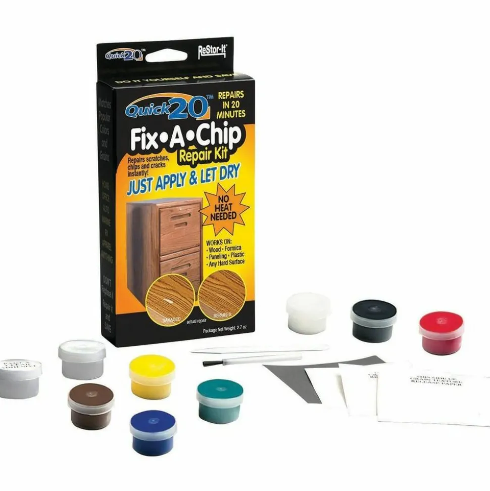 ReStor-it Quick20 Fix-A-Chip Repair Kit, 7 Intermixable Colors, Mixing Cup, Applicator, Color Mixing Guide