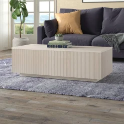 Reyes 48" Wide Rectangular Coffee Table in Alder White