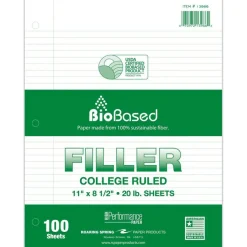 Roaring Spring Filler Paper, 3-Hole, 8.5 x 11, College Rule, 100 Sheets/Pack, 24 Packs/Carton