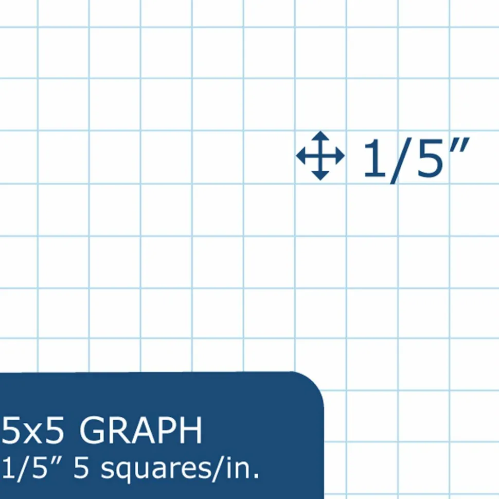 Roaring Spring Graph Filler Paper, 3-Hole, Quadrille: 5 sq in, (100) 8.5 x 5.5 Sheets, 48/Carton