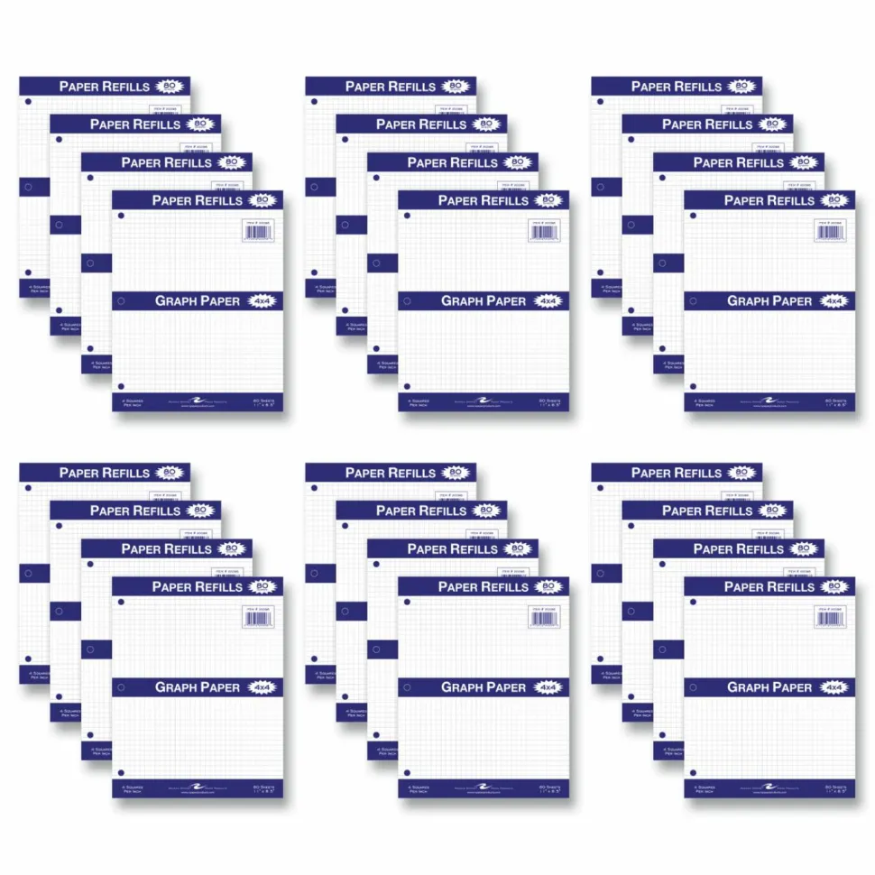 Roaring Spring Graph Filler Paper, 3-Hole, 8.5 x 11, Quadrille: 4 sq/in, 80 Sheets/Pack, 24 Packs/Carton
