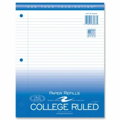 Roaring Spring Loose Leaf Paper, 8.5 x 11, 3-Hole Punched, College Rule, White, 150 Sheets/Pack, 24 Packs/Carton