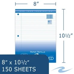 Roaring Spring Loose Leaf Paper, 8 x 10.5, 3-Hole Punched, College Rule, White, 150 Sheets/Pack, 24 Packs/Carton