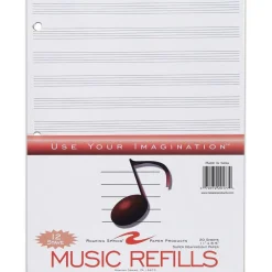 Roaring Spring Music Filler Paper, 3-Hole Punched, 8.5 x 11, Music Transcription Format, 20 Sheets/Pack, 24 Packs/Carton