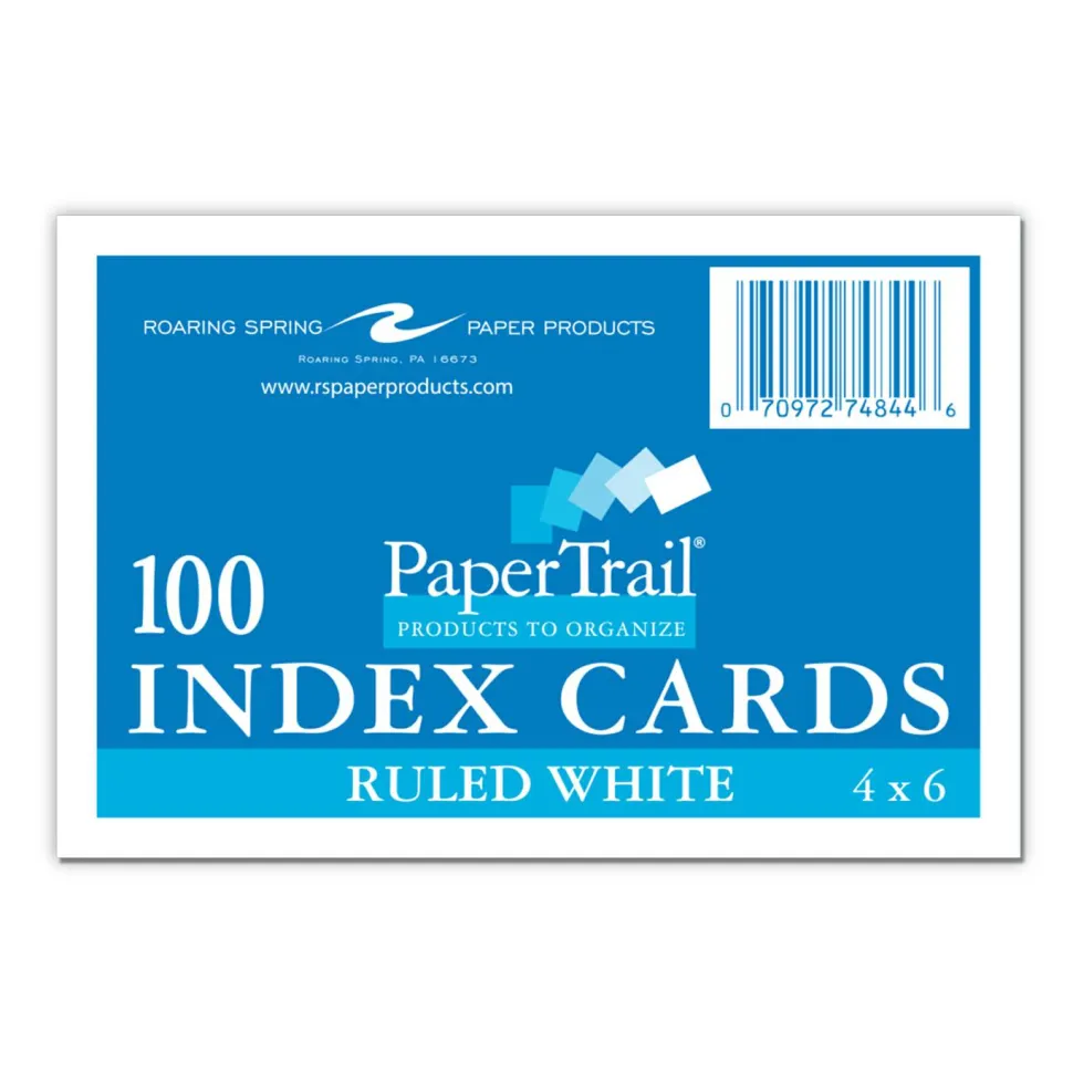 Roaring Spring White Index Cards, Narrow Ruled, 4 x 6, 100 Cards, 36/Carton