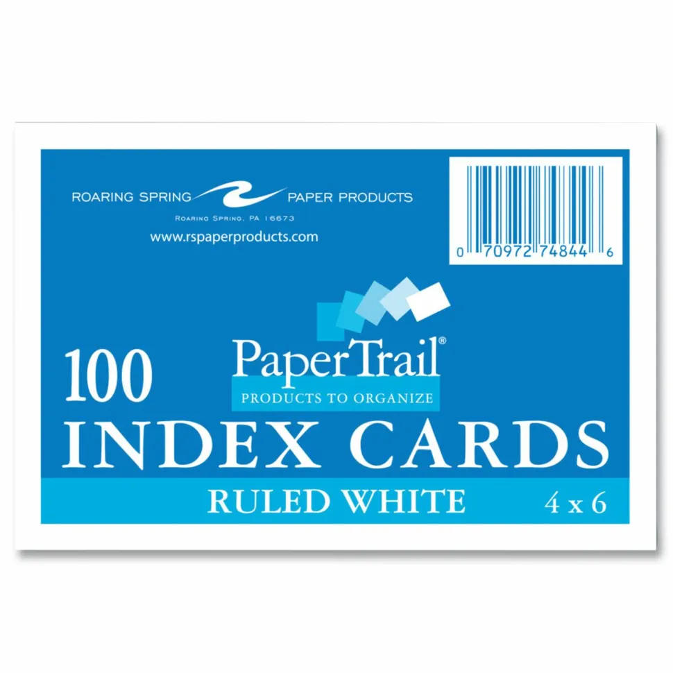 Roaring Spring White Index Cards, Narrow Ruled, 4 x 6, 100 Cards, 36/Carton