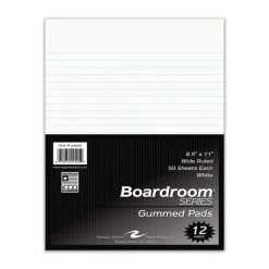 Roaring Spring Boardroom Gum Pad, Wide/Legal Rule, (50) White 8.5 x 11 Sheets, 72/Carton