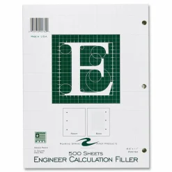 Roaring Spring Engineer Filler Paper, 3-Hole, Frame Format/Quad Rule (5 sq/in, 1 sq/in) 500 Sheets/Pack, 5/Carton