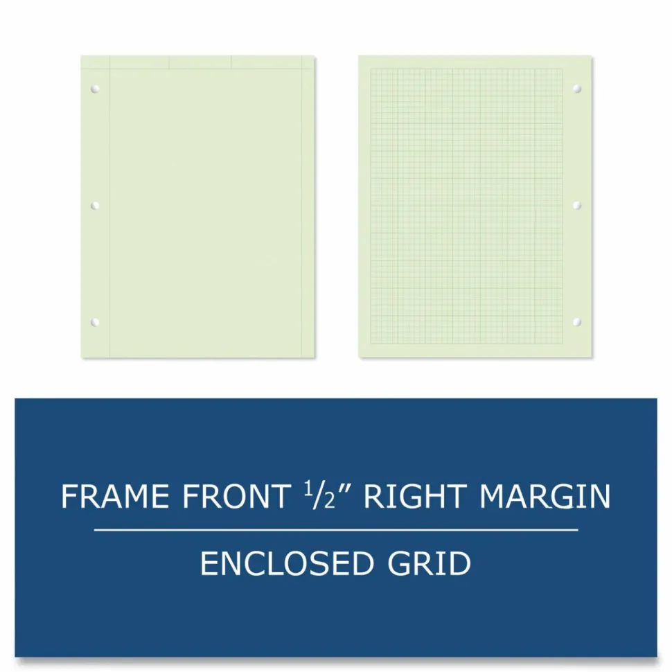 Roaring Spring Engineer Filler Paper, 3-Hole, Frame Format/Quad Rule (5 sq/in, 1 sq/in) 500 Sheets/Pack, 5/Carton