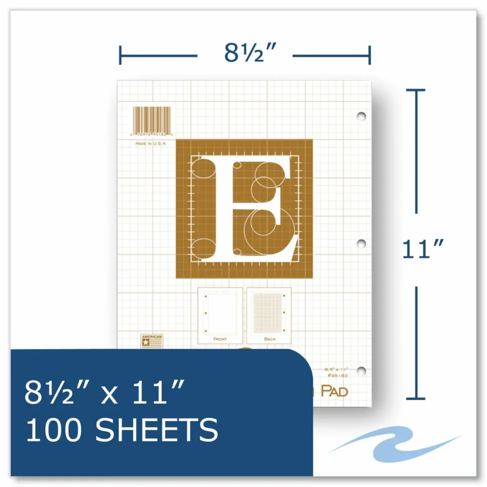 Roaring Spring Engineer Pad, Quadrille Rule (5 sq/in), (100) Buff 8.5 x 11 Sheets, 24/Carton