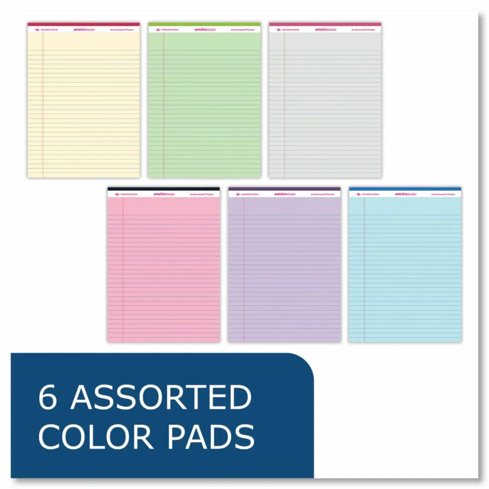 Roaring Spring EnviroShades Legal Notepads, Wide/Legal Rule, (50) Assorted Color 8.5 x 11 Sheets, 36/Carton