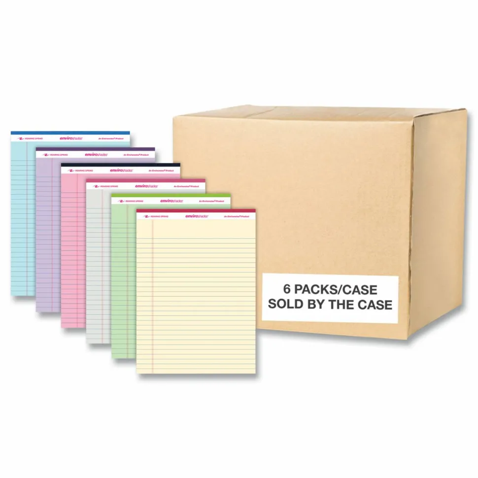 Roaring Spring EnviroShades Legal Notepads, Wide/Legal Rule, (50) Assorted Color 8.5 x 11 Sheets, 36/Carton