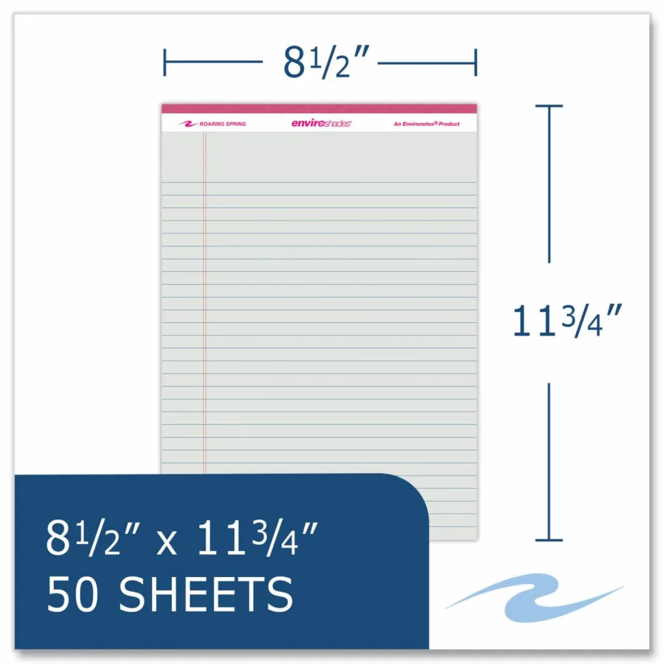 Roaring Spring EnviroShades Legal Notepads, Wide/Legal Rule, (50) Assorted Color 8.5 x 11 Sheets, 36/Carton
