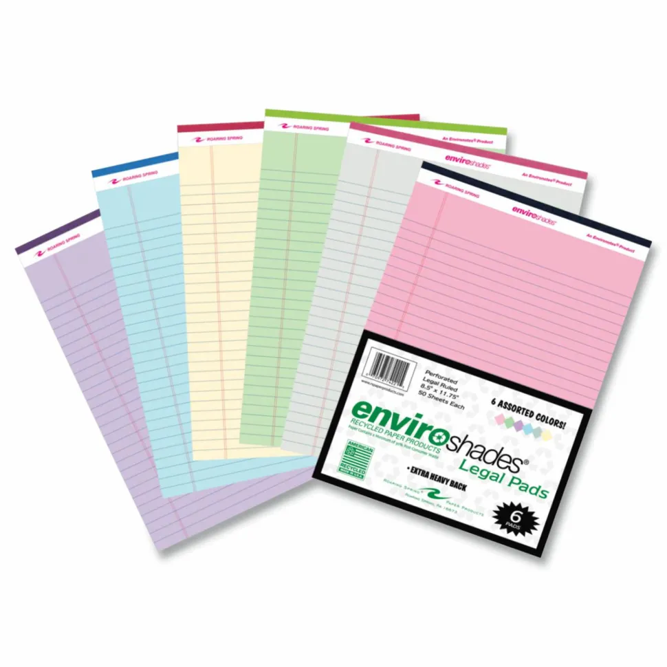 Roaring Spring EnviroShades Legal Notepads, Wide/Legal Rule, (50) Assorted Color 8.5 x 11 Sheets, 36/Carton
