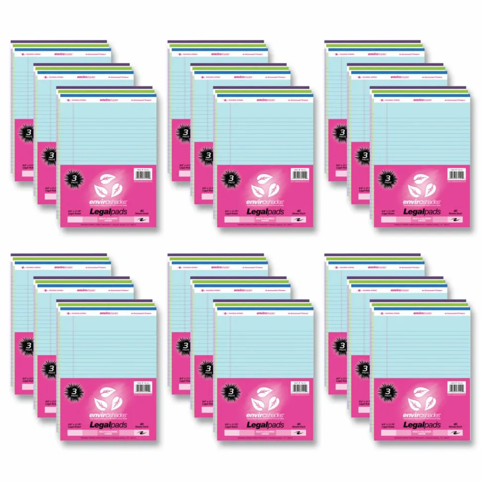 Roaring Spring EnviroShades Legal Notepads, Wide/Legal Rule, (40) Assorted Color 8.5 x 11 Sheets, 54/Carton