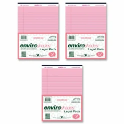 Roaring Spring EnviroShades Legal Notepads, Wide/Legal Rule, (50) Pink 8.5 x 11 Sheets, 36/Carton