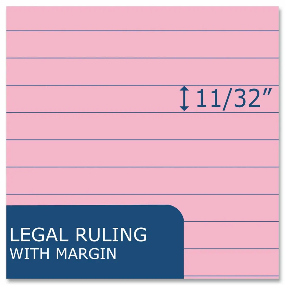 Roaring Spring EnviroShades Legal Notepads, Wide/Legal Rule, (50) Pink 8.5 x 11 Sheets, 36/Carton