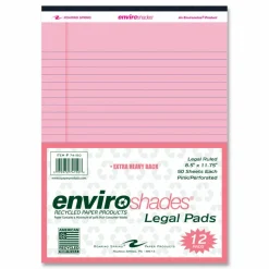 Roaring Spring EnviroShades Legal Notepads, Wide/Legal Rule, (50) Pink 8.5 x 11 Sheets, 36/Carton
