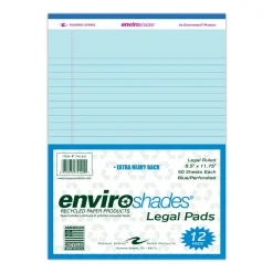 Roaring Spring EnviroShades Legal Notepads, Wide/Legal Rule, (50) Blue 8.5 x 11 Sheets, 36/Carton