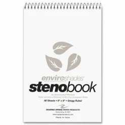 Roaring Spring EnviroShades Steno Pad, White Cover, Gregg Rule, (80) Gray 6 x 9 Sheets, 24/Carton