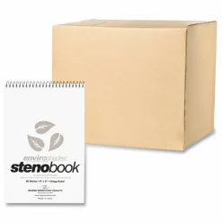 Roaring Spring EnviroShades Steno Pad, White Cover, Gregg Rule, (80) Gray 6 x 9 Sheets, 24/Carton