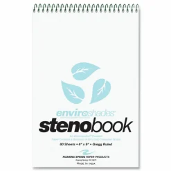 Roaring Spring EnviroShades Steno Pad, White Cover, Gregg Rule, (80) Blue 6 x 9 Sheets, 24/Carton