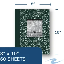 Roaring Spring Lab and Science Marble Notebook, Quadrille Rule (5 sq/in), Green Marble Cover, (60) 10.13 x 7.88 Sheets, 24/Carton