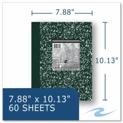 Roaring Spring Lab and Science Marble Notebook, Quadrille Rule (5 sq/in), Green Marble Cover, (60) 10.13 x 7.88 Sheets, 24/Carton