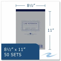 Roaring Spring Lab and Science Two-Part Carbonless Notepad, Quadrille Rule (4 sq/in), Gray Cover, (50) White/Blue 8.5 x 11 Sets, 24/Carton