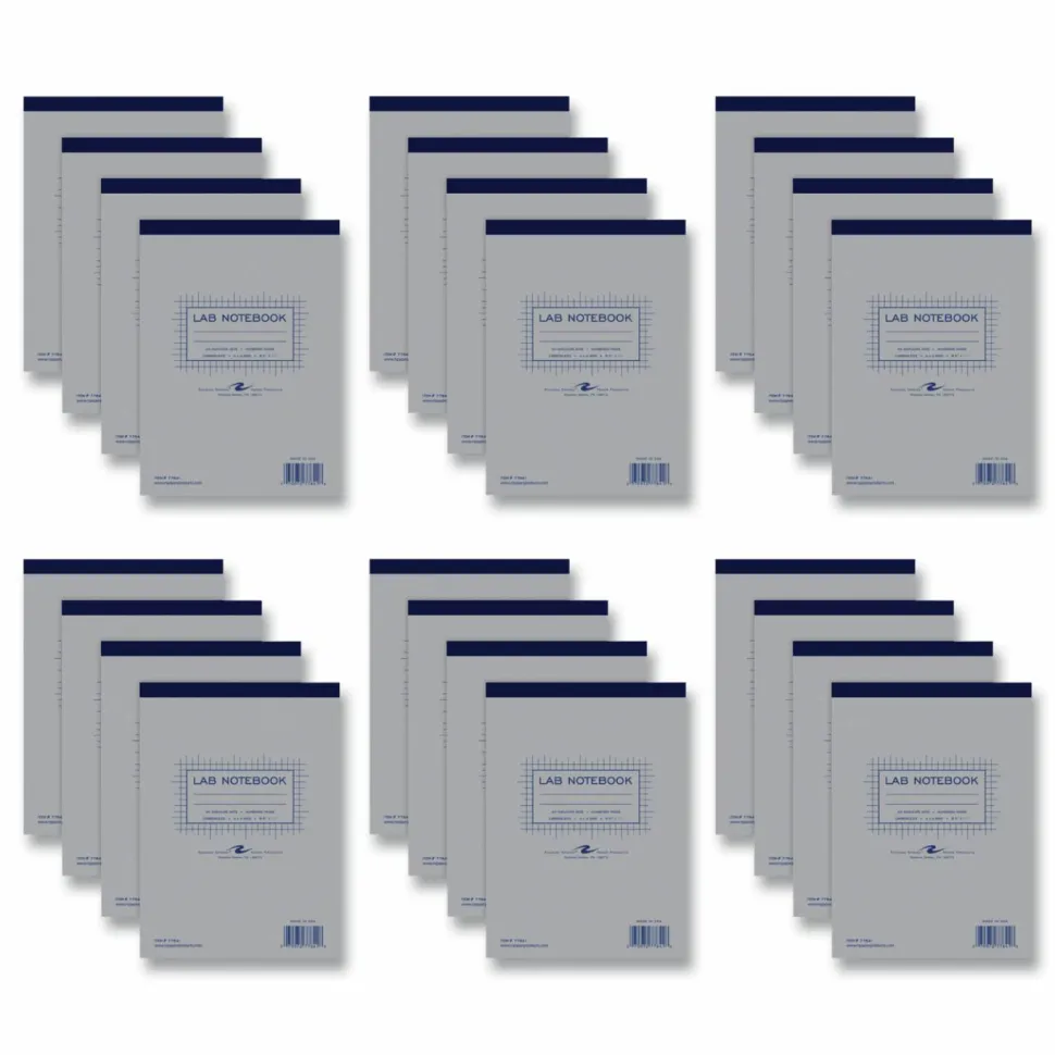 Roaring Spring Lab and Science Two-Part Carbonless Notepad, Quadrille Rule (4 sq/in), Gray Cover, (50) White/Blue 8.5 x 11 Sets, 24/Carton