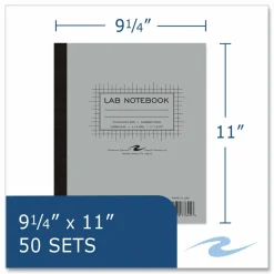 Roaring Spring Lab and Science Two-Part Carbonless Notebook, Quadrille Rule (4 sq/in), Gray Cover, (50) 11 x 9.25 Sheets, 12/Carton