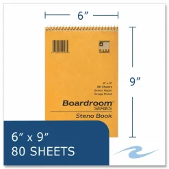 Roaring Spring Steno Pad, Brown Cover, Gregg Rule, (80) Green 6 x 9 Sheets, 72/Carton