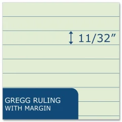 Roaring Spring Steno Pad, Brown Cover, Gregg Rule, (80) Green 6 x 9 Sheets, 72/Carton