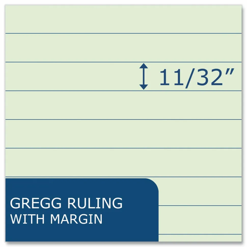 Roaring Spring Steno Pad, Brown Cover, Gregg Rule, (80) Green 6 x 9 Sheets, 72/Carton