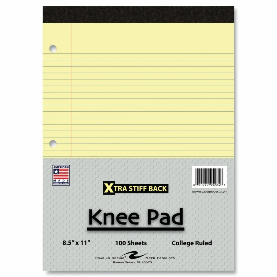 Roaring Spring Stiff-Back Pad, Medium/College Rule, (100) Canary Yellow 8.5 x 11 Sheets, 36/Carton