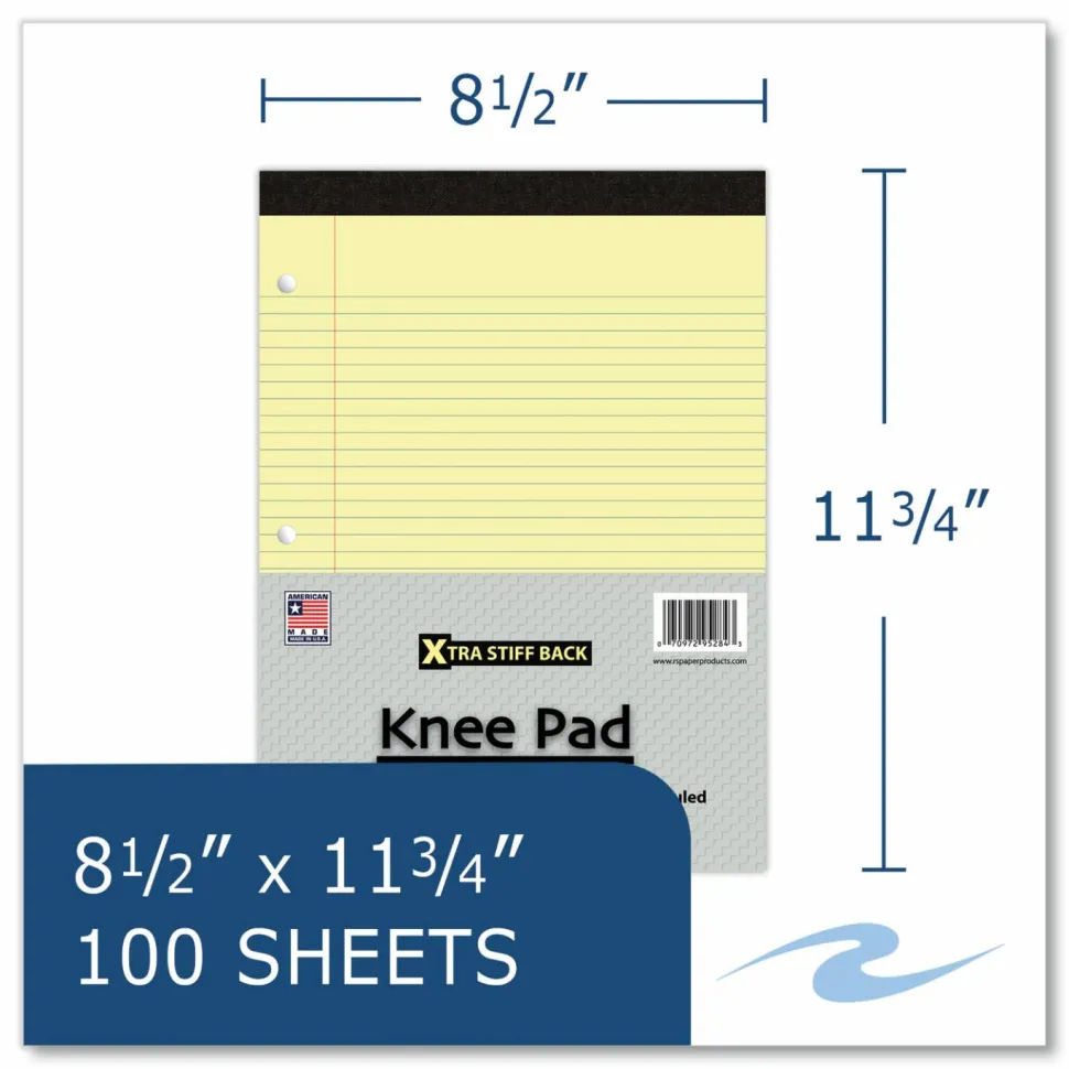 Roaring Spring Stiff-Back Pad, Medium/College Rule, (100) Canary Yellow 8.5 x 11 Sheets, 36/Carton