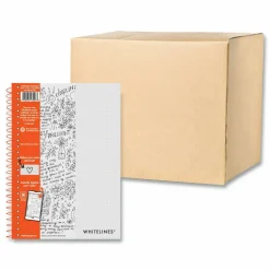 Roaring Spring Whitelines Notebook, Dotted Rule (5 mm), Gray/Orange Cover, (70) 8.25 x 5.75 Sheets, 12/Carton