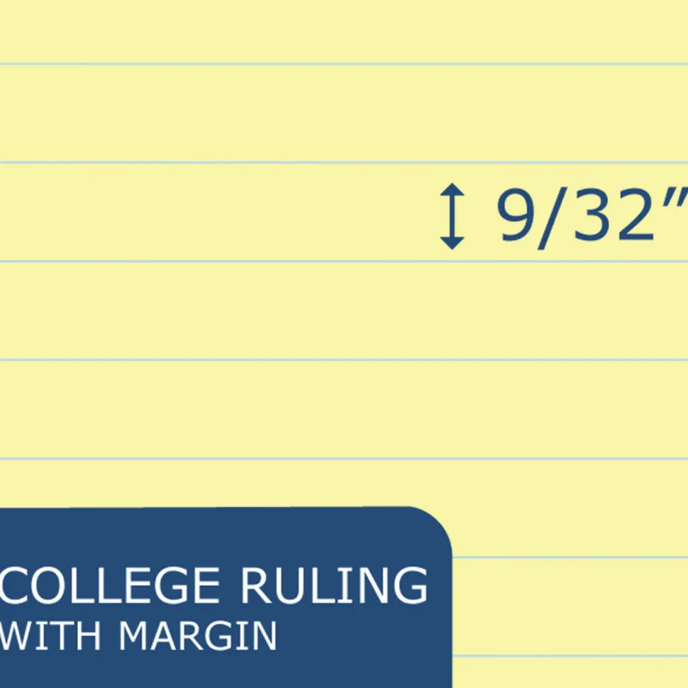 Roaring Spring Wide College Ruled Landscape Legal Pad, 11"x9.5" 40 Sheets, Canary - 40 Sheets - 80 Pages - 74501