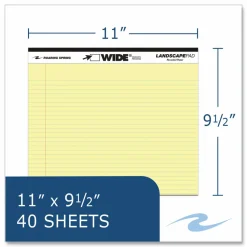 Roaring Spring WIDE Landscape Format Writing Pad, Medium/College Rule, (40) Canary Yellow 11 x 8.5 Sheets, 18/Carton