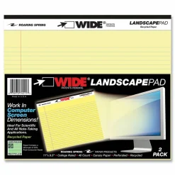 Roaring Spring WIDE Landscape Format Writing Pad, Medium/College Rule, (40) Canary Yellow 11 x 8.5 Sheets, 18/Carton