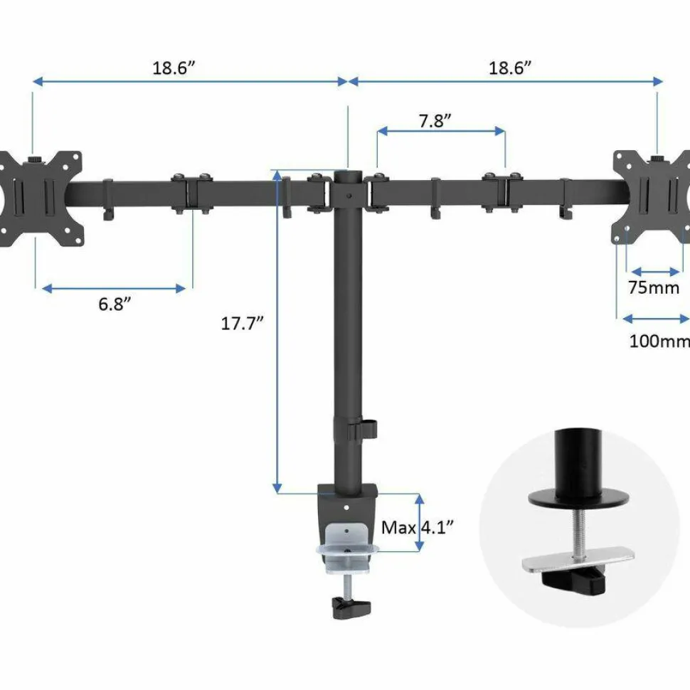 Rocelco RDM2 Desk Mount for LCD Monitor, LED Monitor, Display Stand - Adjustable - 2 Display(s) Supported - RDM2