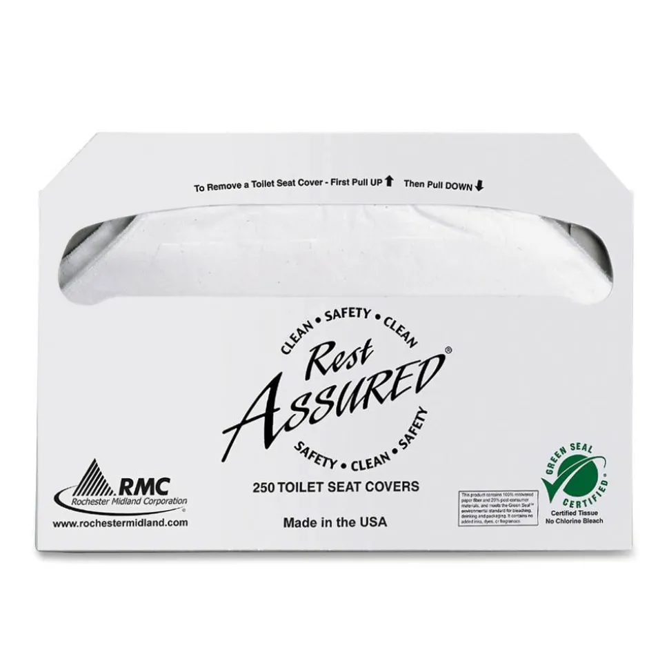 Rochester Midland Half-Fold Toilet Seat Covers, 100% Recycled, Case Of 1,000 Covers