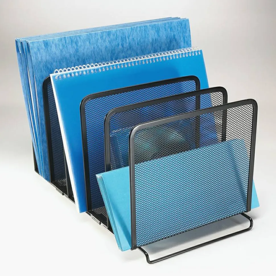 Rolodex Mesh Stacking Sorter, 5 Sections, Letter to Legal Size Files, 8.25" x 14.38" x 7.88", Black