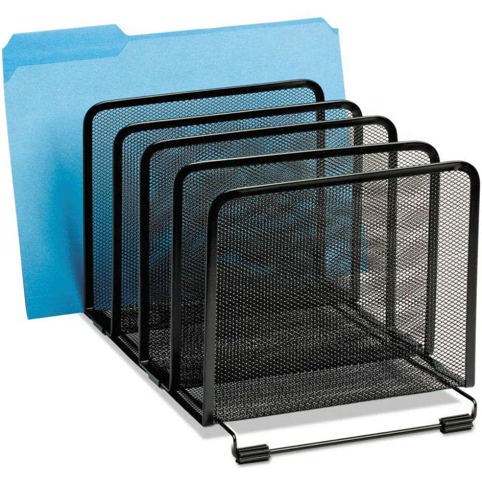 Rolodex Mesh Stacking Sorter, 5 Sections, Letter to Legal Size Files, 8.25" x 14.38" x 7.88", Black