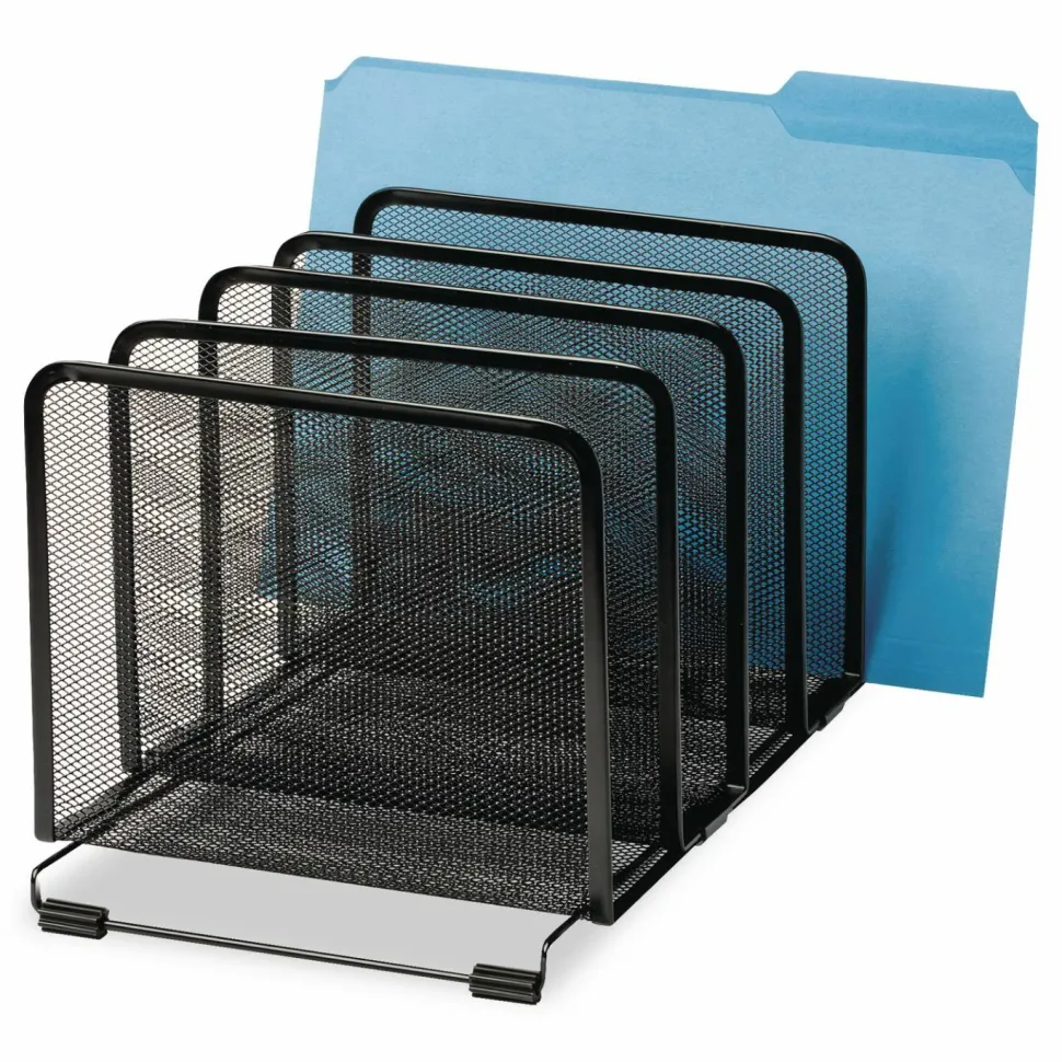 Rolodex Mesh Stacking Sorter, 5 Sections, Letter to Legal Size Files, 8.25" x 14.38" x 7.88", Black
