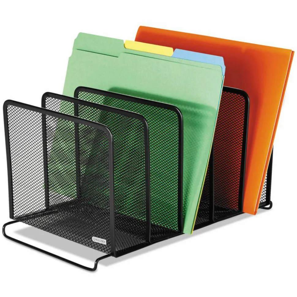 Rolodex Mesh Stacking Sorter, 5 Sections, Letter to Legal Size Files, 8.25" x 14.38" x 7.88", Black