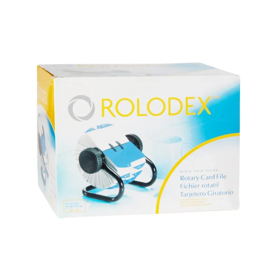 Rolodex Open Metal Single Rotary File, 2 1/4" x 4", 500 Cards, Black