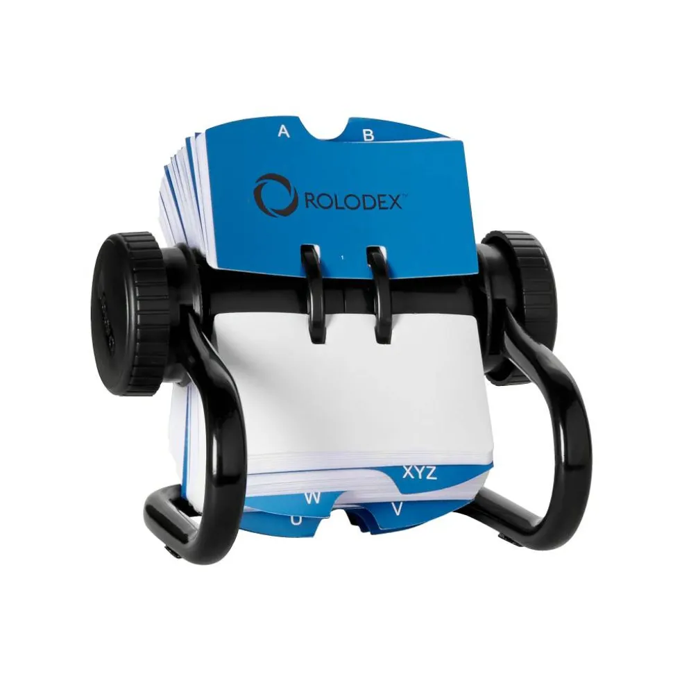 Rolodex Open Metal Single Rotary File, 2 1/4" x 4", 500 Cards, Black