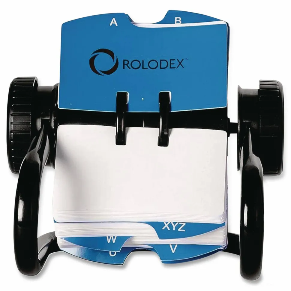 Rolodex Open Metal Single Rotary File, 2 1/4" x 4", 500 Cards, Black